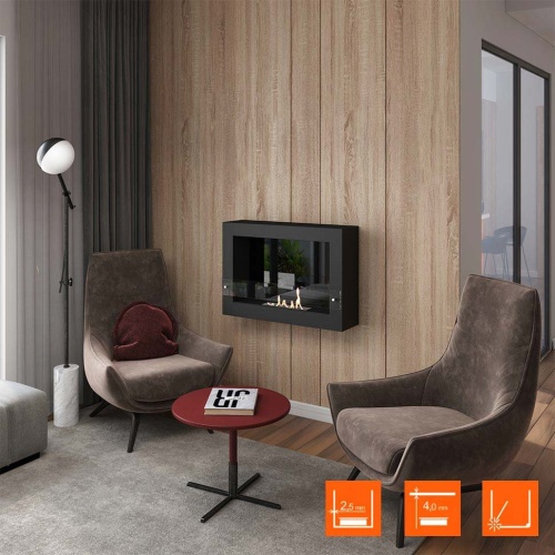 Биокамин SteelHeat WALL ONE 800 LITE черный SteelHeat